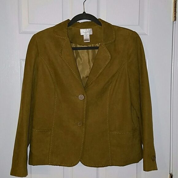 Studio Works Suede Olive feel blazer Sz 10P. EUC - Picture 1 of 3